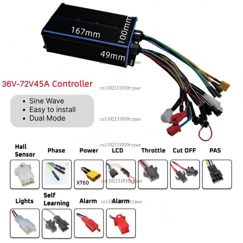 Dual-channel 36V 48V 52V 60V 7 - 72V 45A Dual Controller ulasan dan harga