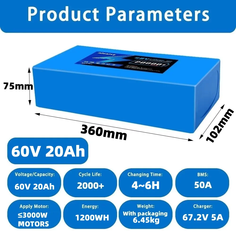 Aleaivy 60V Battery 20AH 30AH  - 60V 30Ah 21700 Battery Pack ulasan dan harga